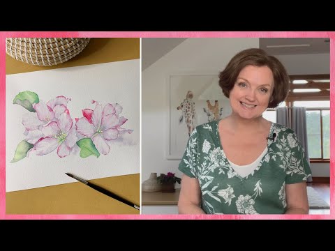 Видео: Акварельные яблоневые цветы 🍏 // Рисуем белые цветы акварелью