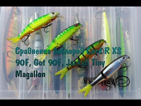 Видео: Сравнение воблеров Cord R XS 90F, Got 90F, Jackall Tiny Magallon