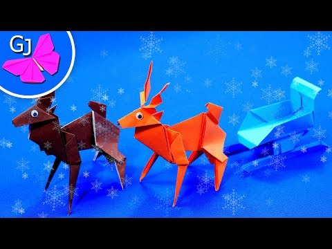 Видео: Оригами Олень ❄ Поделка из бумаги на Новый Год / Origami Deer