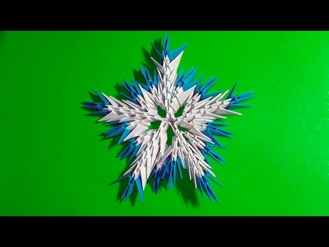 Видео: Модульное оригами снежинка для начинающих (Вариант 2)  видео урок-схема пошаговая инструкция
