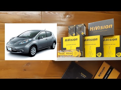 Видео: NISSAN LEAF AZEO 2013г. установка светодиодов HiVision в фары цоколь H4