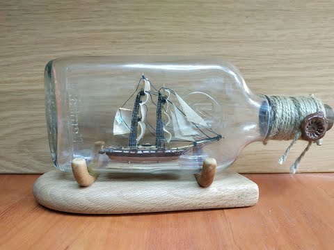 Видео: Корабль в бутылке - Яхта Америка #2 Покраска корпуса и мачты.