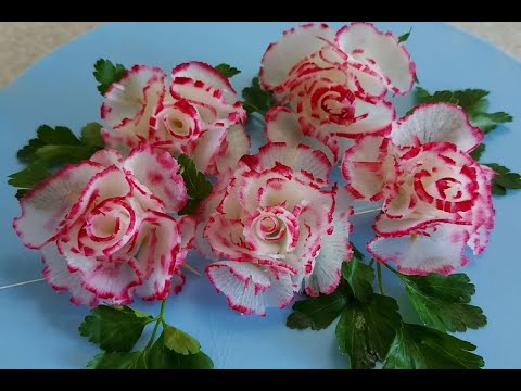 Видео: Красота из редьки цветы из дайкона