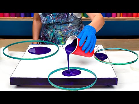 Видео: Таинственный и волшебный 💜 Новый дизайн! Фиолетовый, бирюзовый и золотой ~ Акриловая заливка