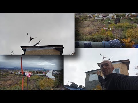 Видео: Ветряк из мотор колеса / Тесты с винтом из ПВХ 1,4 м и 1,8 м / Обороты винта / Закручивает кабель?
