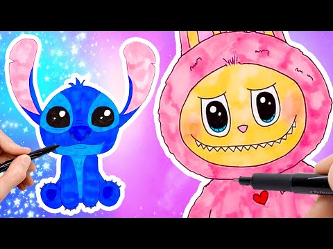 Видео: Пошаговое рисование: Эльза, Стич и Лабубу! ✏️✨