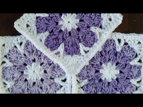 Видео: Бабушкин квадрат «Адриана» | Цветочный бабушкин квадрат | Бабушкин квадрат крючком | Вязание крюч...