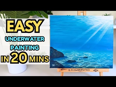 Видео: Подводная сцена акриловыми красками для начинающих | Как нарисовать реалистичную воду