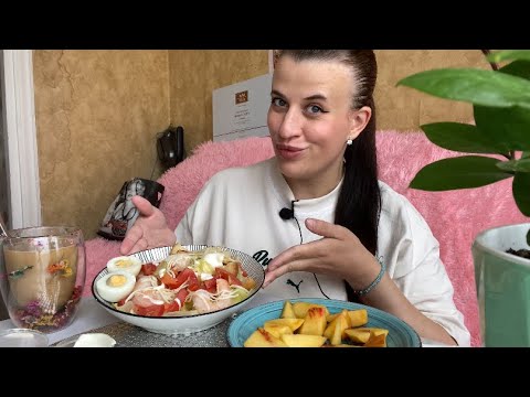 Видео: МУКБАНГ САЛАТ ЦЕЗАРЬ С КРЕВЕТКАМИ/ НЕКТАРИН #asmr #food #mukbang #breakfast #eating #еда 