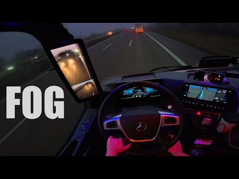 Видео: POV Вождение грузовика /// Германия A2 /// Actros L1953, Туманное утро