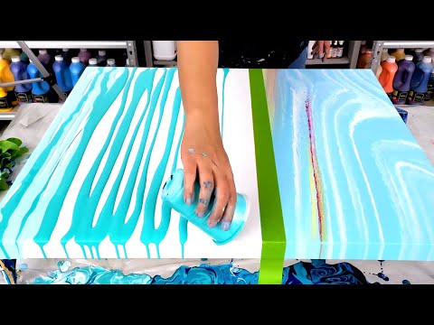 Видео: Успокаивающие волны на рассвете — Горизонтальный морской пейзаж — Абстрактная живопись — Fluid Art