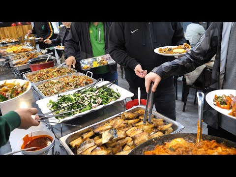 Видео: сумасшедший буфет, который потряс Корею! Шведский стол в корейском стиле! / Корейская еда