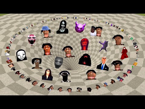 Видео: Семья Nextbots и семья Juandale попадают в воронку, преследуя меня в Garry's Mod