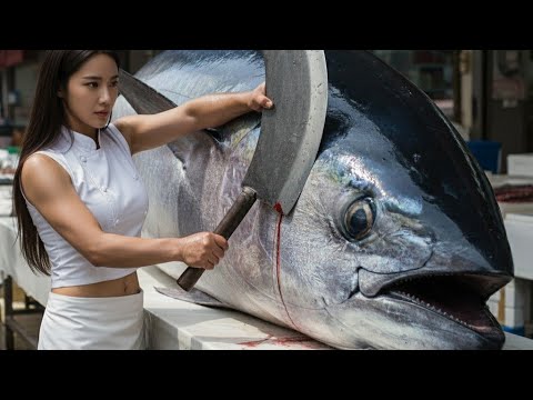 Видео: От морского чудовища до идеального суши! Магия 474 кг синего тунца #BluefinLegend