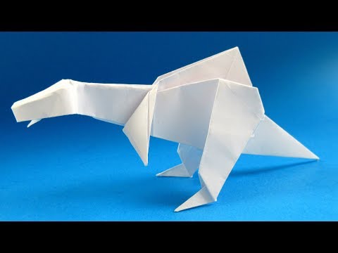 Видео: Как сделать простое оригами динозавр - Спинозавр оригами