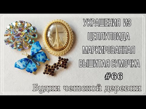 Видео: #66 Брошь из целлулоида \ Вышитая сумочка\ Vintage Czech Brooch #блошиныйрынокчехии #vintageczech