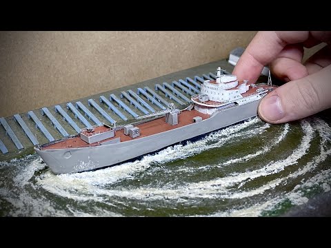 Видео: ДИОРАМА - СПУСК КОРАБЛЯ НА ВОДУ 1/700