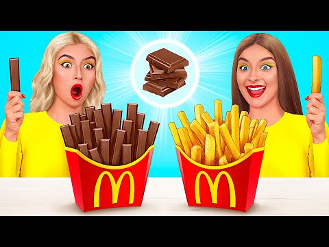 Видео: Челлендж. Шоколадная Еда vs Настоящая еда | Смешные Cитуации от Trend DO Challenge