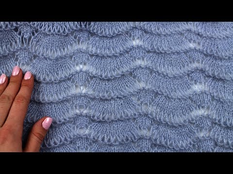 Видео: Ажурный узор спицами Волны