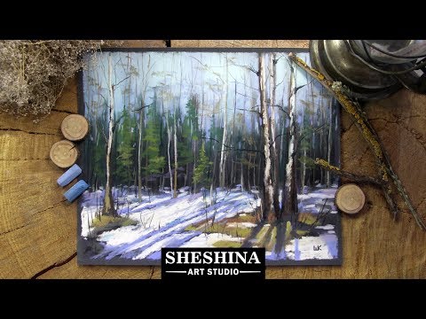 Видео: Как нарисовать последний снег в весеннем лесу сухой пастелью 🎨 ПЕЙЗАЖИ