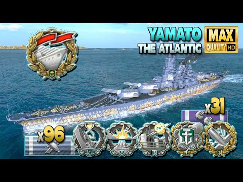 Видео: Линкор Ямато: Одиночный воин на карте Атлантика - World of Warships