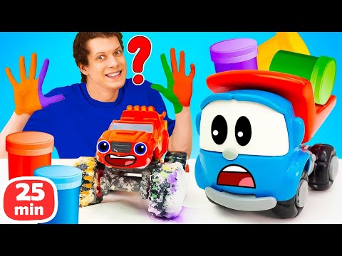 Видео: Рисуем пальчиковыми красками и играем в стройку! 🎨 👷🏻‍♂️ Развивающие мультики для детей