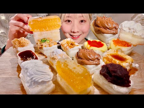 Видео: ASMR 12 видов жареных рисовых лепешек【русские субтитры】【Mukbang/ Eating Sounds】