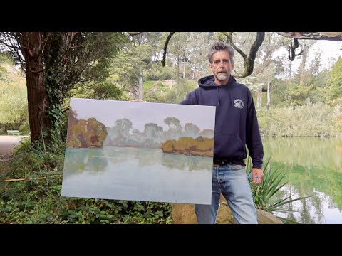 Видео: Картина маслом на пленэре ОЗЕРО БЛЮ ХЕРОН, Сан-Франциско