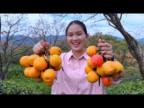 Видео: Хурма красная, поэтому я делаю пирожные с хурмой. Очень вкусно!