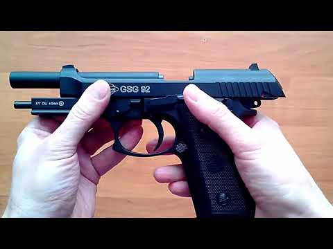 Видео: Пневматический пистолет Cybergun GSG-92 (обзор, отстрел по скорости и кучности, цена)