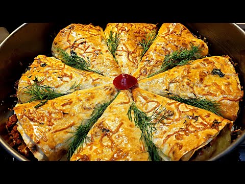 Видео: Проще чем чебуреки! Кулёчки из тонкого лаваша!