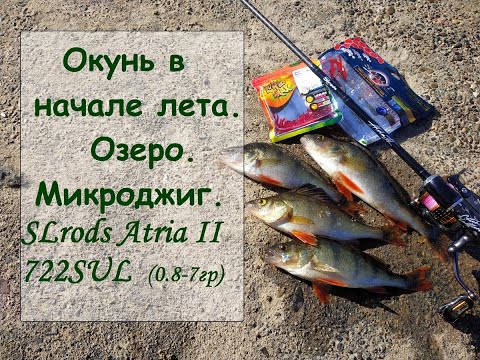 Видео: Окунь в начале лета. Озеро. Микроджиг. SLrods Atria II 722SUL