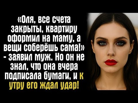 Видео: «Оля, все счета закрыты, квартиру оформил на маму, а вещи соберёшь сама!» – заявил муж. Но он не....
