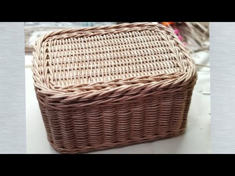 Видео: Короб с крышкой из бумажной лозы. Мастер класс для начинающих.