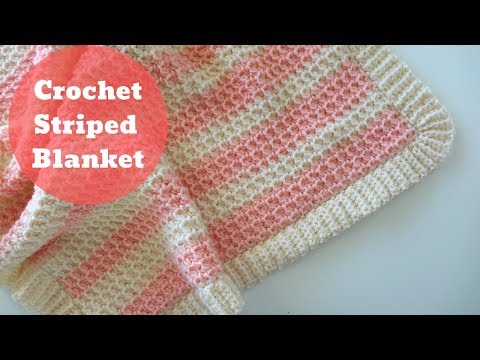 Видео: Вяжем крючком простое полосатое одеяло / Урок для начинающих