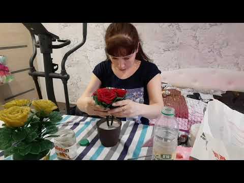 Видео: Сажаем розы из бисера в горшок🌹🤗