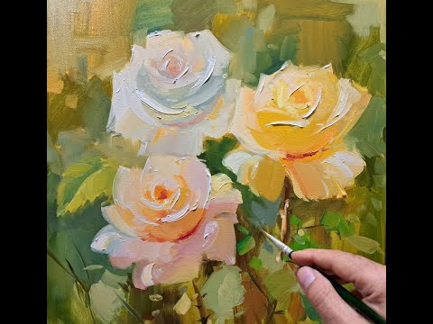 Видео: Roses розы oil painting Vugar Mamedov  #art #painting  #acrylicpainting #oilpaintingforbeginners