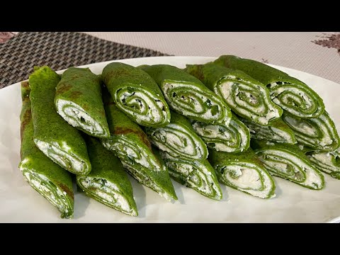 Видео: Шпинатні млинці з сирною начинкою.Рецепт шпинатних млинців.