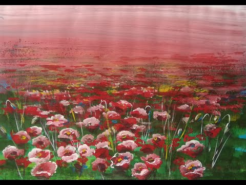 Видео: МАКОВОЕ ПОЛЕ. ПОЭТАПНО. ПИШЕМ ГУШЬЮ с помощью 5 цветов.