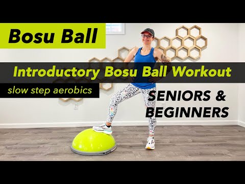 Видео: Медленная вводная тренировка по балансу с мячом BOSU для пожилых людей и начинающих