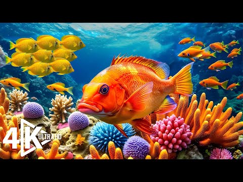 Видео: Успокаивающий мир аквариума 4K – яркие коралловые сады и океанская жизнь – безмятежное расслабление