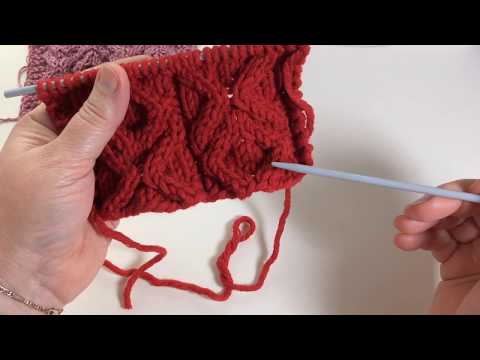 Видео: Узор ХО ХО  из двух видов жгутов. Вязание спицами / Knitting Pattern XO XO.