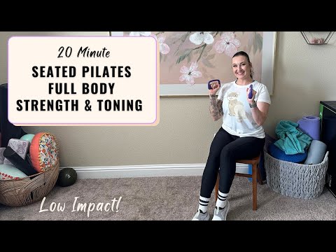 Видео: 20-минутный пилатес всего тела сидя на стуле: тренировка на стуле для силы, тонуса и осанки для в...