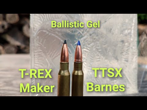 Видео: 308 T-REX Maker против TTSX Barnes в баллистическом геле.