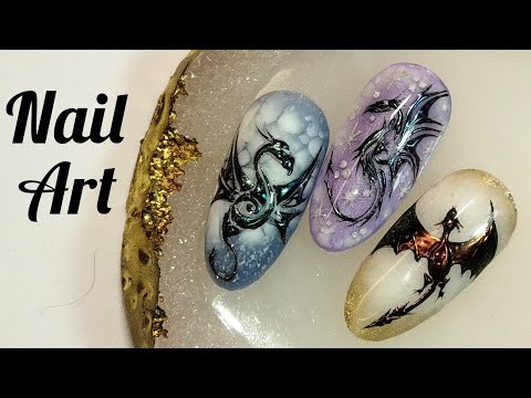 Видео: Дракон. Новогодний маникюр 2023.МК/The Dragon. New Year's manicure 2023. Video tutorial.