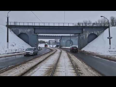 Видео: Витебский трамвай. Полный круг по второму маршруту. 8.02.2023