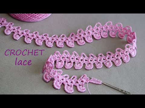 Видео: Very Easy Crochet Border Ribbon   Easy to Crochet Tape Lace pattern КРУЖЕВО КРЮЧКОМ простое ВЯЗАНИЕ
