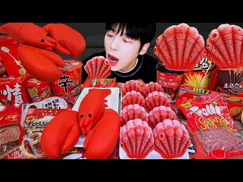 Видео: ASMR MUKBANG | Галактическое медовое желе, конфеты, рецепт, десерт (красная еда, лапша, мороженое)