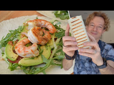 Видео: Лучше любого салата! Тортилья ролл с креветками и авокадо | простой рецепт на обед