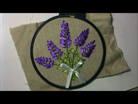 Видео: Лаванда вышитая атласной лентой / Lavender embroidered with satin ribbon